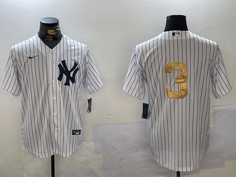 Men New York Yankees 3 Ruth White Stripe Fashion Nike 2024 MLB Jersey style 9